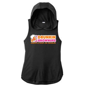 Drunkin Grownups Adult Party Sarcastic Gift Drinking Ladies PosiCharge Tri-Blend Wicking Draft Hoodie Tank