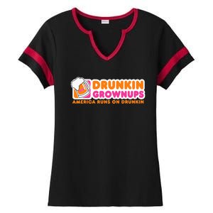 Drunkin Grownups Adult Party Sarcastic Gift Drinking Ladies Halftime Notch Neck Tee