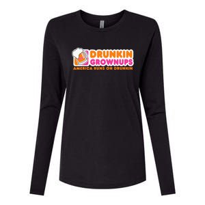 Drunkin Grownups Adult Party Sarcastic Gift Drinking Womens Cotton Relaxed Long Sleeve T-Shirt