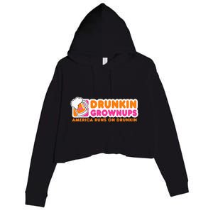 Drunkin Grownups Adult Party Sarcastic Gift Drinking Crop Fleece Hoodie