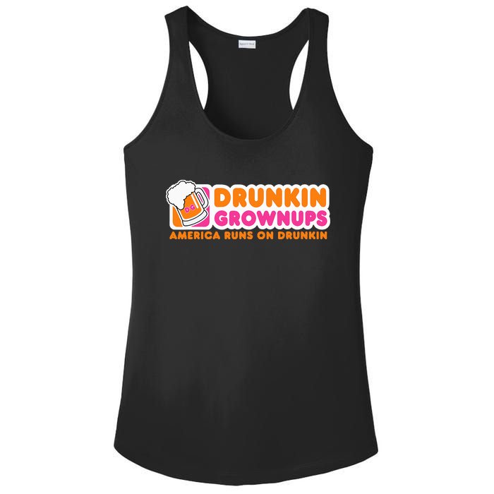 Drunkin Grownups Adult Party Sarcastic Gift Drinking Ladies PosiCharge Competitor Racerback Tank