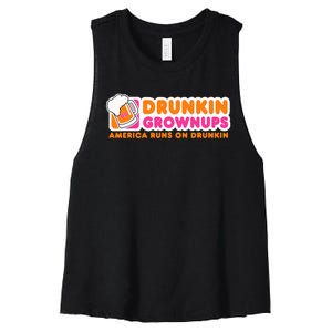 Drunkin Grownups Adult Party Sarcastic Gift Drinking Women's Racerback Cropped Tank