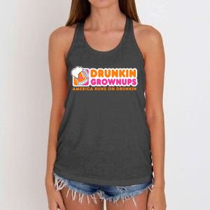 Drunkin Grownups Adult Party Sarcastic Gift Drinking Women's Knotted Racerback Tank