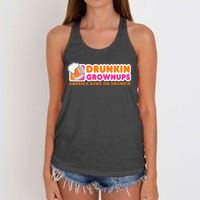 Drunkin Grownups Adult Party Sarcastic Gift Drinking Women's Knotted Racerback Tank