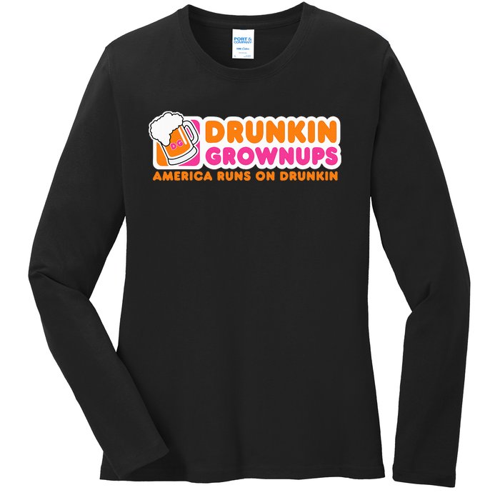 Drunkin Grownups Adult Party Sarcastic Gift Drinking Ladies Long Sleeve Shirt