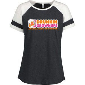 Drunkin Grownups Adult Party Sarcastic Gift Drinking Enza Ladies Jersey Colorblock Tee