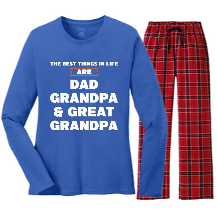 Dad Grandpa And Great Grandpa Great Grandpa Great Gift Women's Long Sleeve Flannel Pajama Set 