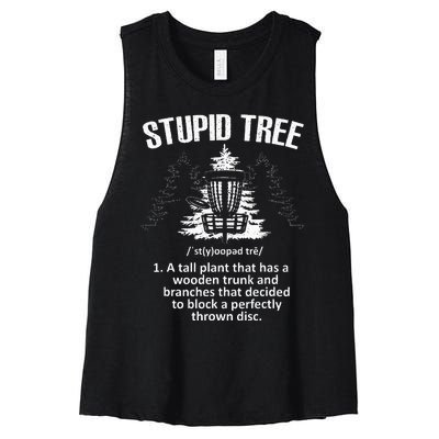 Disc Golf Art For  Stupid Tree Disc Golf Player Women's Racerback Cropped Tank