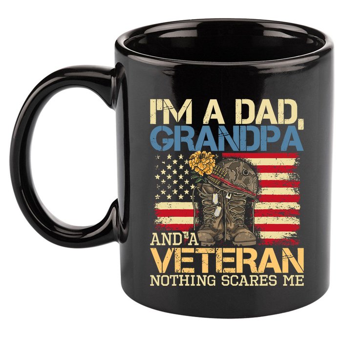 Dad Grandpa And A Veteran Granddad Papa 11oz C Handle Ceramic Mug