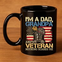 Dad Grandpa And A Veteran Granddad Papa 11oz C Handle Ceramic Mug