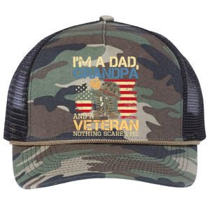 Dad Grandpa And A Veteran Granddad Papa Retro Rope Trucker Hat Cap