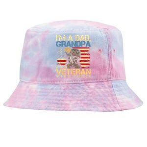 Dad Grandpa And A Veteran Granddad Papa Tie-Dyed Bucket Hat