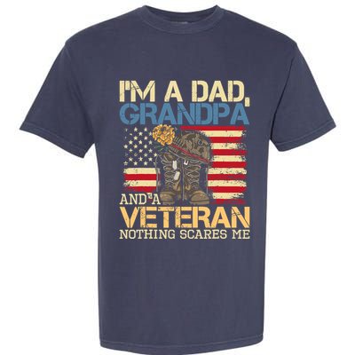 Dad Grandpa And A Veteran Granddad Papa Garment-Dyed Heavyweight T-Shirt