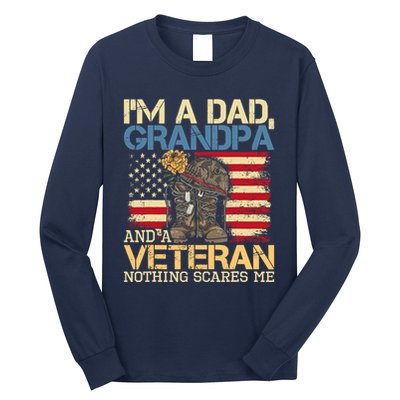 Dad Grandpa And A Veteran Granddad Papa Long Sleeve Shirt