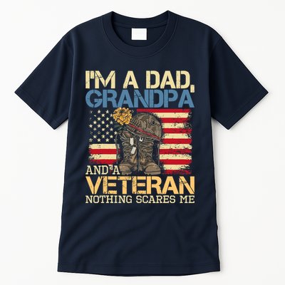 Dad Grandpa And A Veteran Granddad Papa Tall T-Shirt