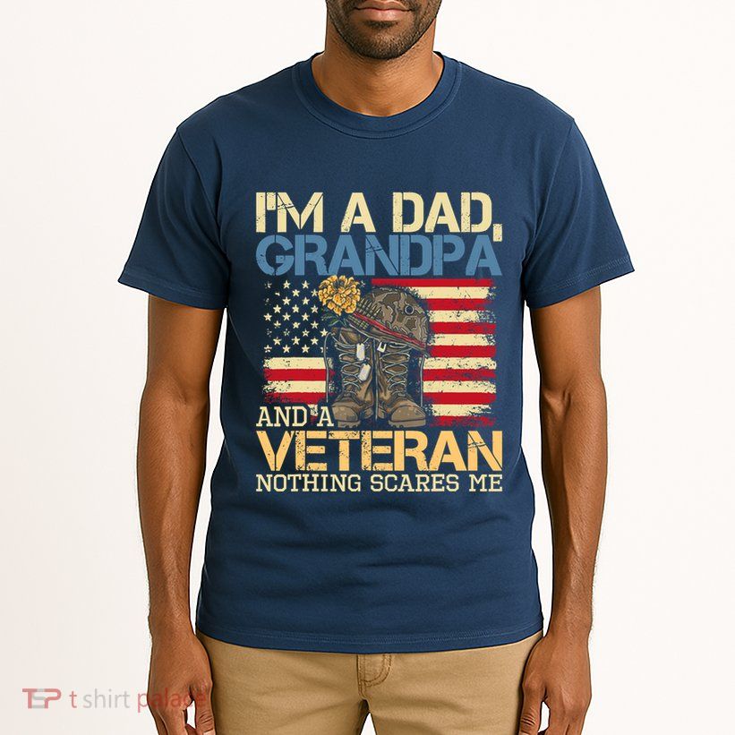 Dad Grandpa And A Veteran Granddad Papa Tall T-Shirt