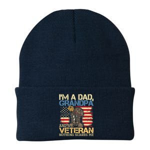 Dad Grandpa And A Veteran Granddad Papa Knit Cap Winter Beanie