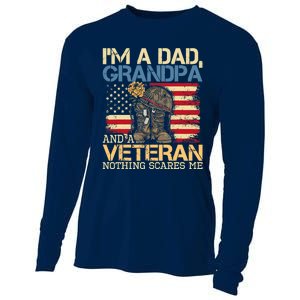 Dad Grandpa And A Veteran Granddad Papa Cooling Performance Long Sleeve Crew