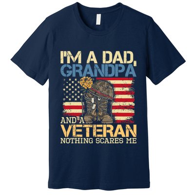 Dad Grandpa And A Veteran Granddad Papa Premium T-Shirt