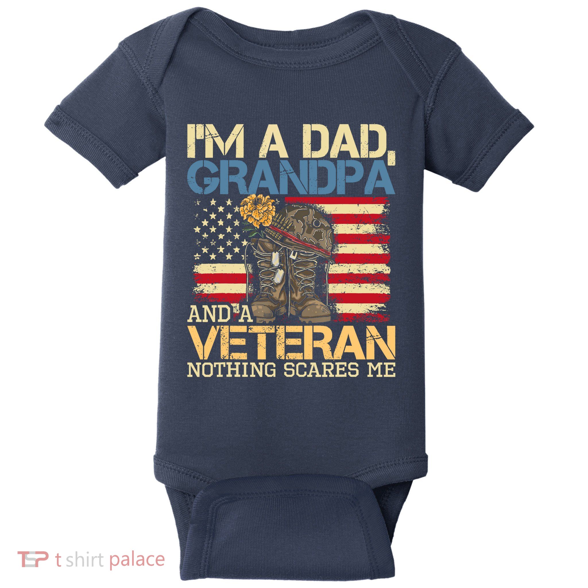 Dad Grandpa And A Veteran Granddad Papa Baby Bodysuit