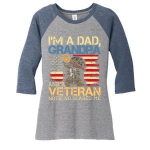 Dad Grandpa And A Veteran Granddad Papa Women's Tri-Blend 3/4-Sleeve Raglan Shirt