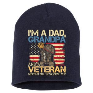 Dad Grandpa And A Veteran Granddad Papa Short Acrylic Beanie