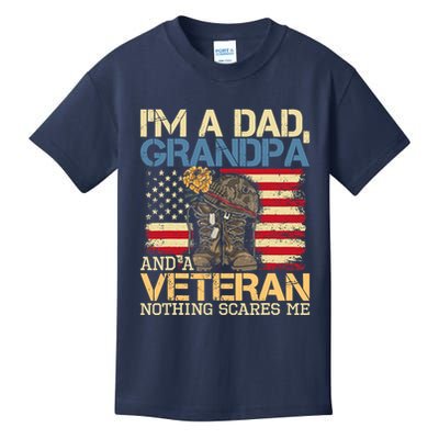 Dad Grandpa And A Veteran Granddad Papa Kids T-Shirt