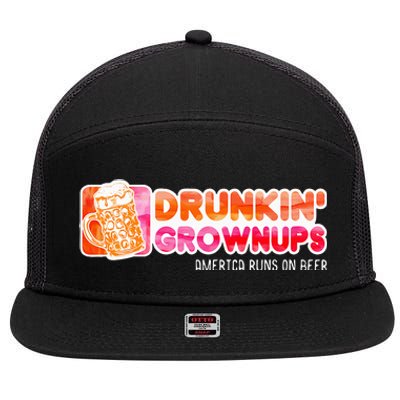 Drunken Grownups American Dad Run On Beer 7 Panel Mesh Trucker Snapback Hat