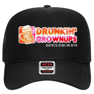 Drunken Grownups American Dad Run On Beer High Crown Mesh Back Trucker Hat