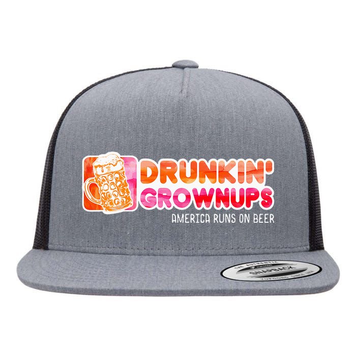 Drunken Grownups American Dad Run On Beer Flat Bill Trucker Hat