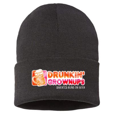 Drunken Grownups American Dad Run On Beer Sustainable Knit Beanie