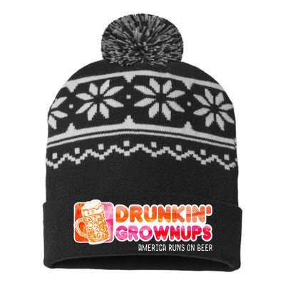 Drunken Grownups American Dad Run On Beer USA-Made Snowflake Beanie