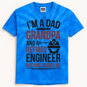 Dad Grandpa And Retired Engineer Retiret Funny Gift Kids Tie-Dye T-Shirt