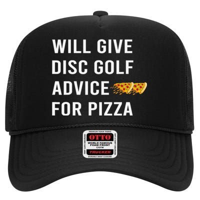 Disc Golf Advice For Pizza Frisbee Golfing Funny High Crown Mesh Back Trucker Hat