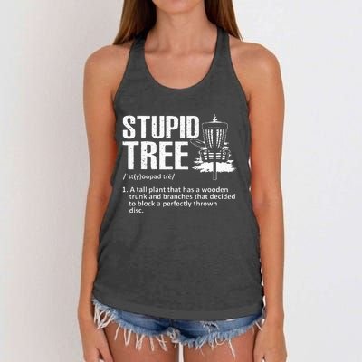 Disc Golf Art For  Stupid Tree Disc Golf Player Women's Knotted Racerback Tank