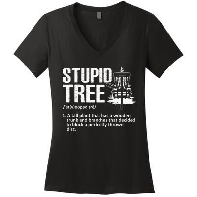 Disc Golf Art For  Stupid Tree Disc Golf Player Women's V-Neck T-Shirt