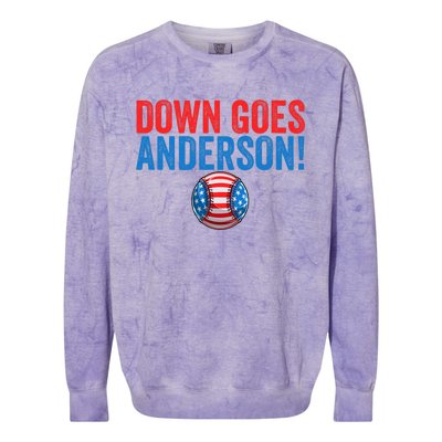 Down Goes Anderson Funny Baseball Gift Anderson Colorblast Crewneck Sweatshirt