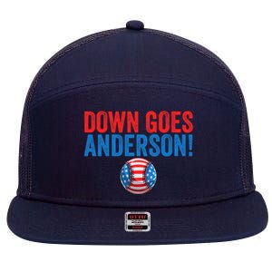 Down Goes Anderson Funny Baseball Gift Anderson 7 Panel Mesh Trucker Snapback Hat