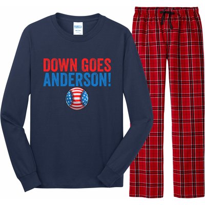 Down Goes Anderson Funny Baseball Gift Anderson Long Sleeve Pajama Set