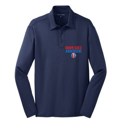 Down Goes Anderson Funny Baseball Gift Anderson Silk Touch Performance Long Sleeve Polo