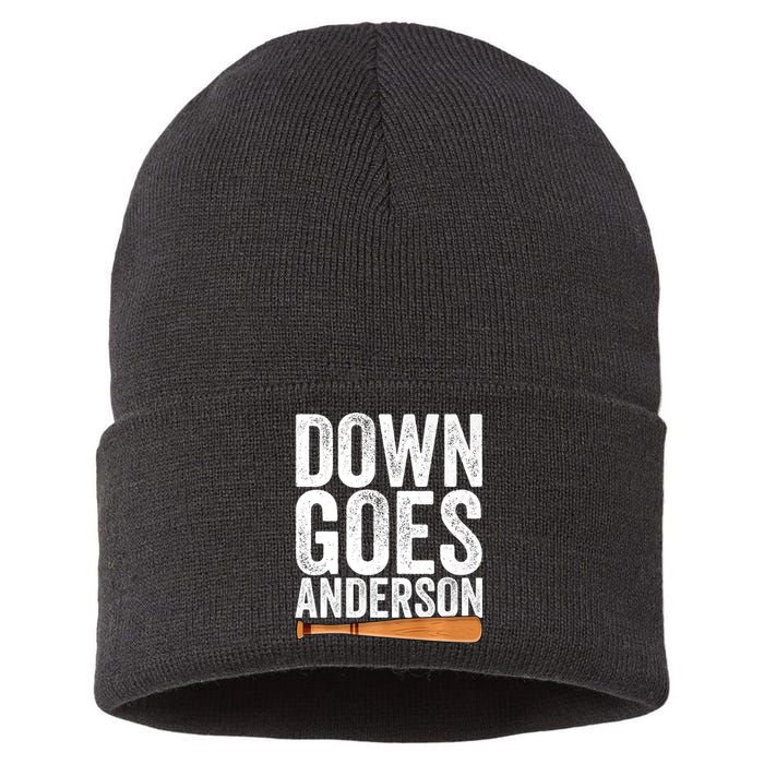 DOWN GOES ANDERSON Funny Quote BASEBALL Gift DOWN GOES Sustainable Knit Beanie