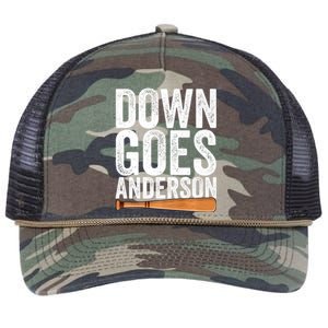 DOWN GOES ANDERSON Funny Quote BASEBALL Gift DOWN GOES Retro Rope Trucker Hat Cap