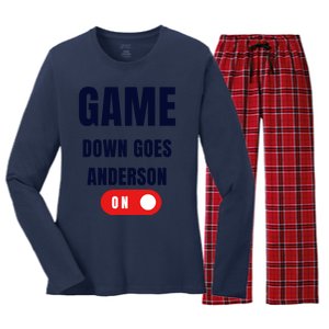 Down Goes Anderson Women's Long Sleeve Flannel Pajama Set 