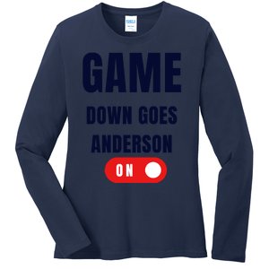 Down Goes Anderson Ladies Long Sleeve Shirt