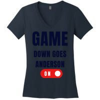 Down Goes Anderson Women's V-Neck T-Shirt