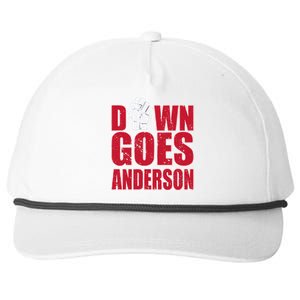 DOWN GOES ANDERSON FUNNY BASEBALL Snapback Five-Panel Rope Hat