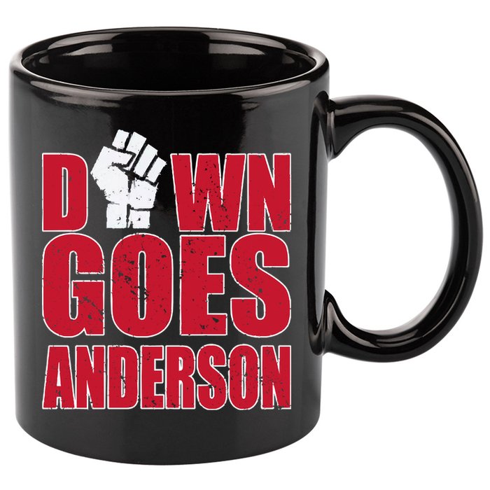 DOWN GOES ANDERSON FUNNY BASEBALL 11oz C Handle Ceramic Mug