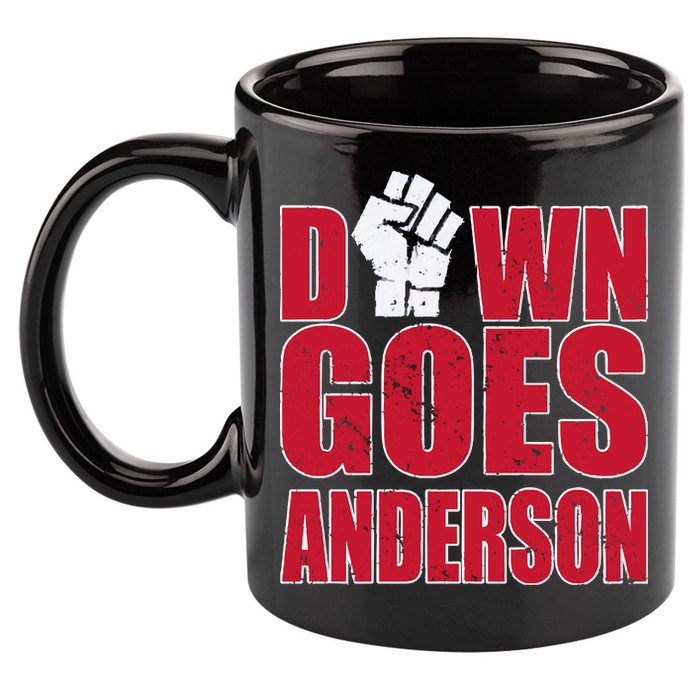DOWN GOES ANDERSON FUNNY BASEBALL 11oz C Handle Ceramic Mug