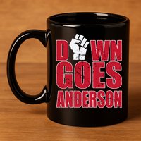 DOWN GOES ANDERSON FUNNY BASEBALL 11oz C Handle Ceramic Mug