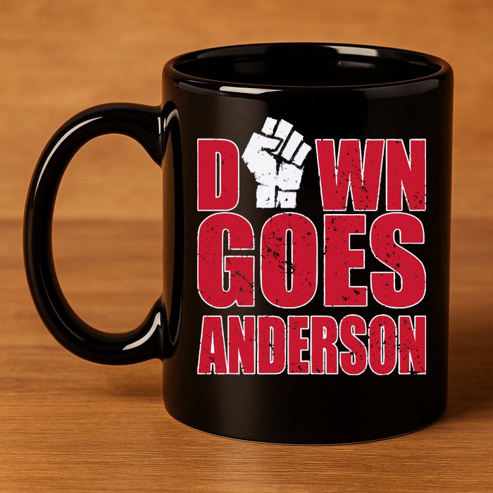DOWN GOES ANDERSON FUNNY BASEBALL 11oz C Handle Ceramic Mug